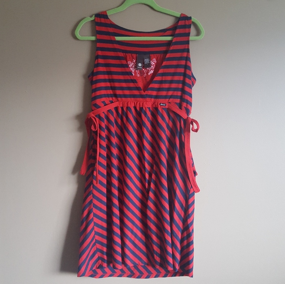 ELEMENT • A-LINE STRIPED DRESS • RIBBON DETAIL