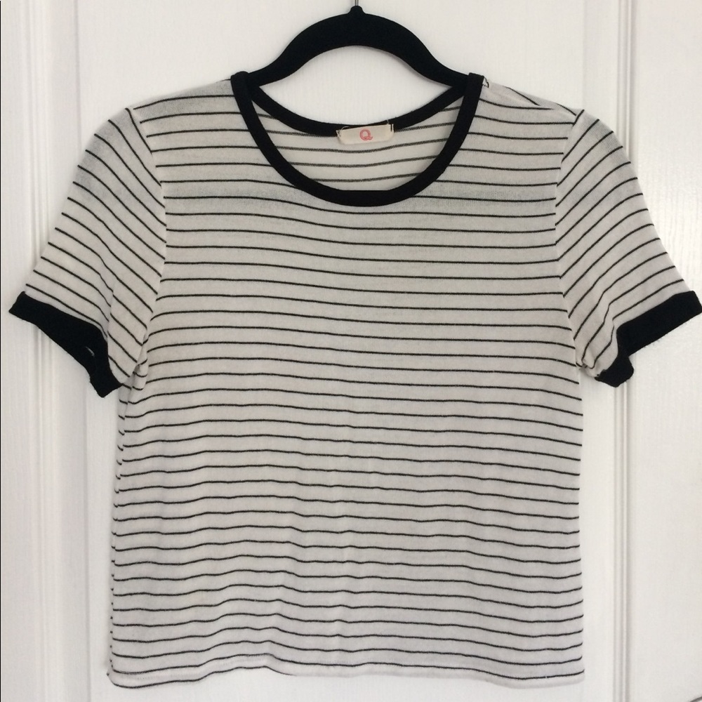 white ringer tee with black stripes