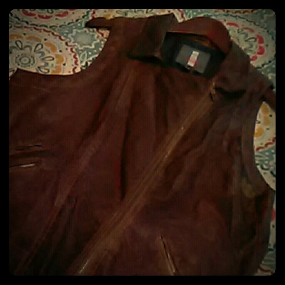 Faux leather moto vest