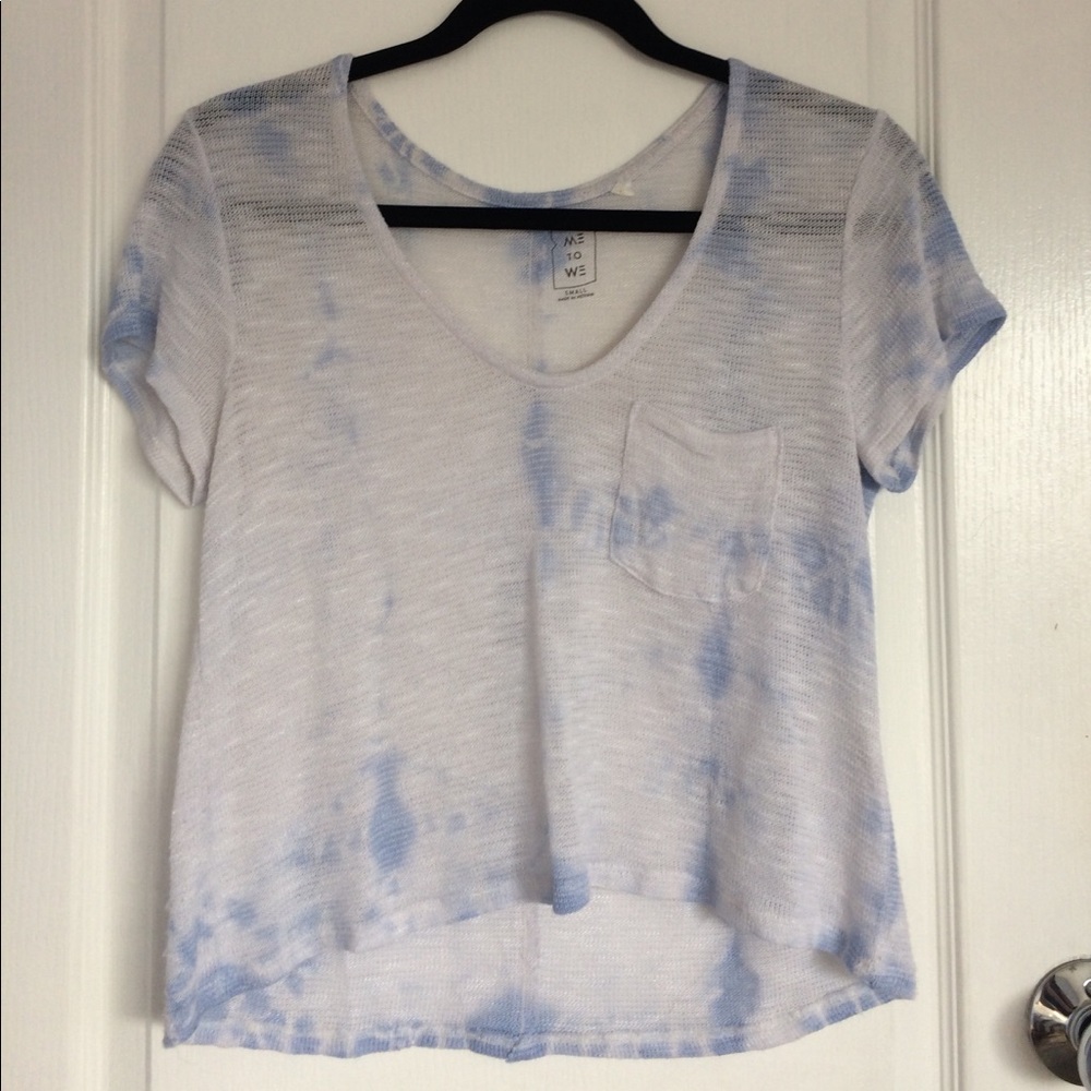 light blue and white tee