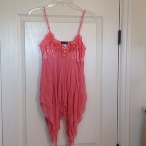Wet seal lace, chiffon and satin flowy tank top
