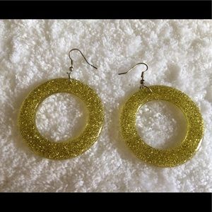 ✨NEW✨ 80s Style Yellow Gold Glitter Hoop Earrings