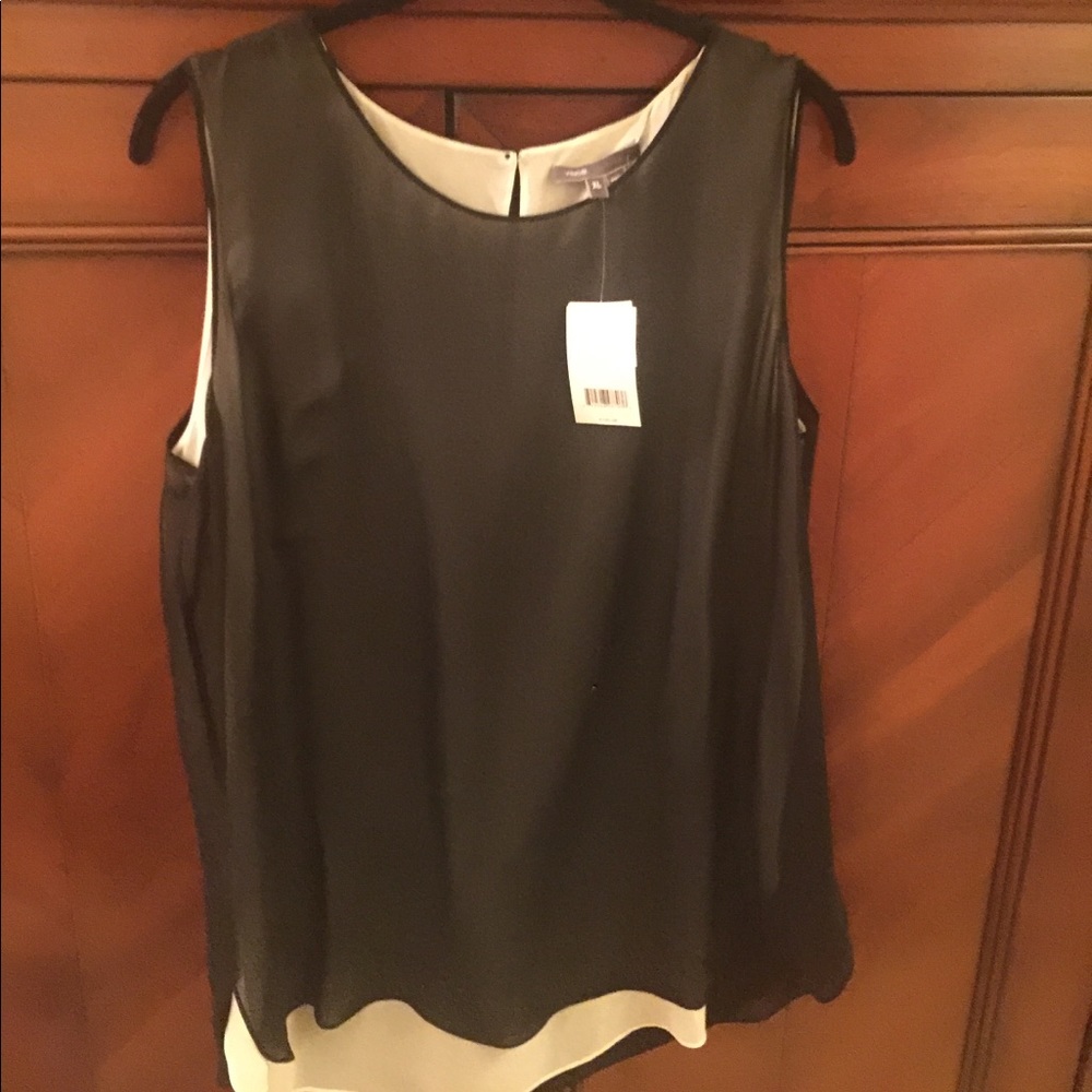 Vince tank top. Black sheer with ivory lining.