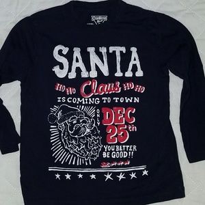 Sz 4 Navy Long Sleeve Santa Shirt
