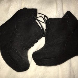 Black Wedge Booties