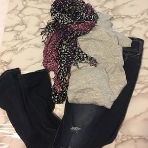 Black White Purple Pink Leopard Print Scarf