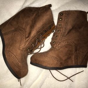 Brown Wedge Booties