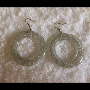 ✨NEW✨ 80s Style Silver Glitter Hoop Earrings