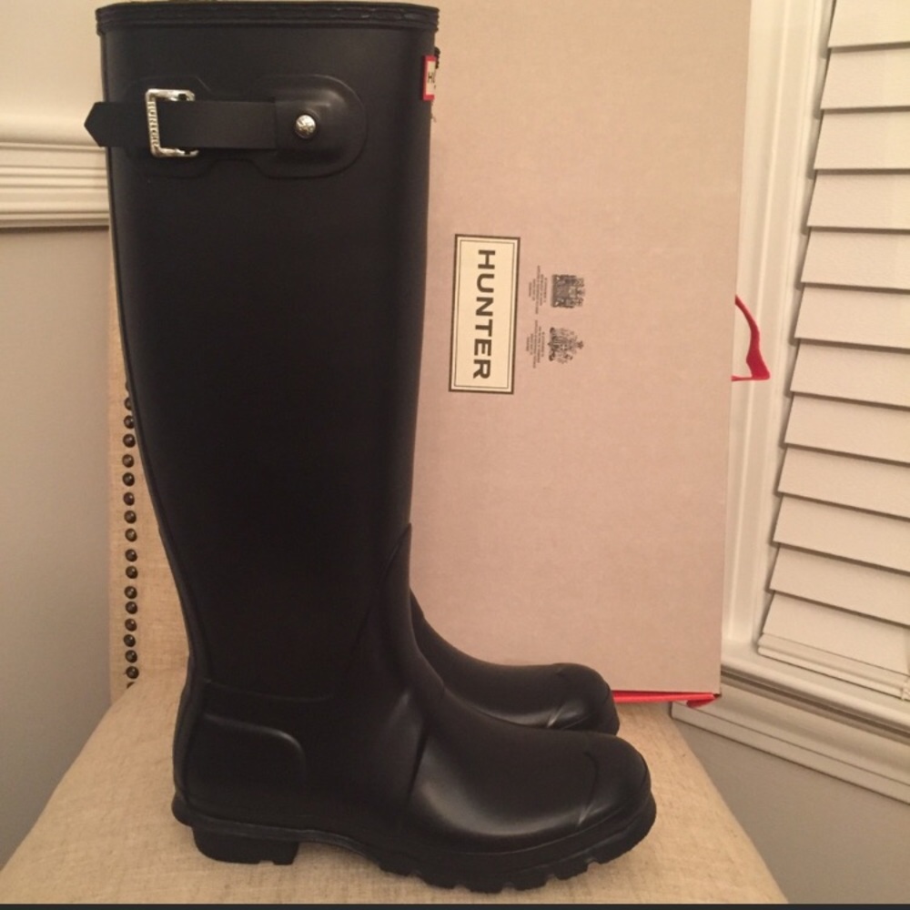 Black matte tall Hunter Boots
