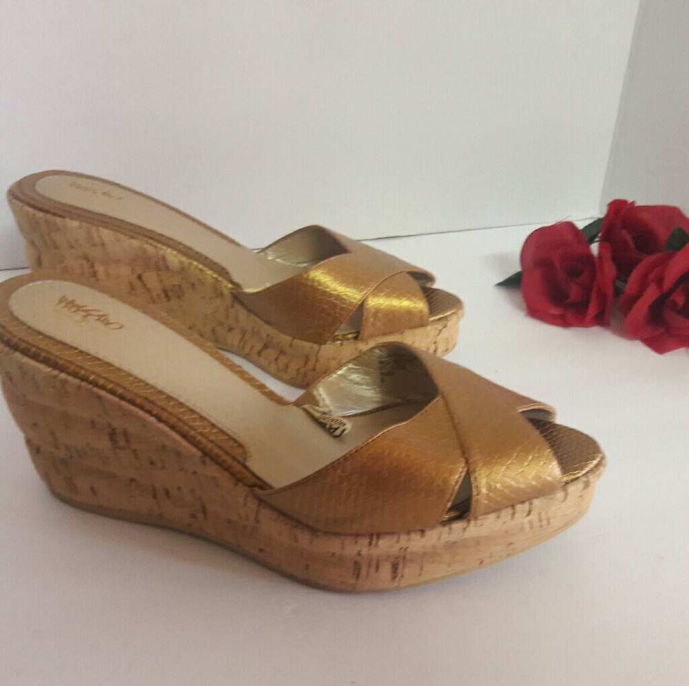 Gold tone sexy wedges