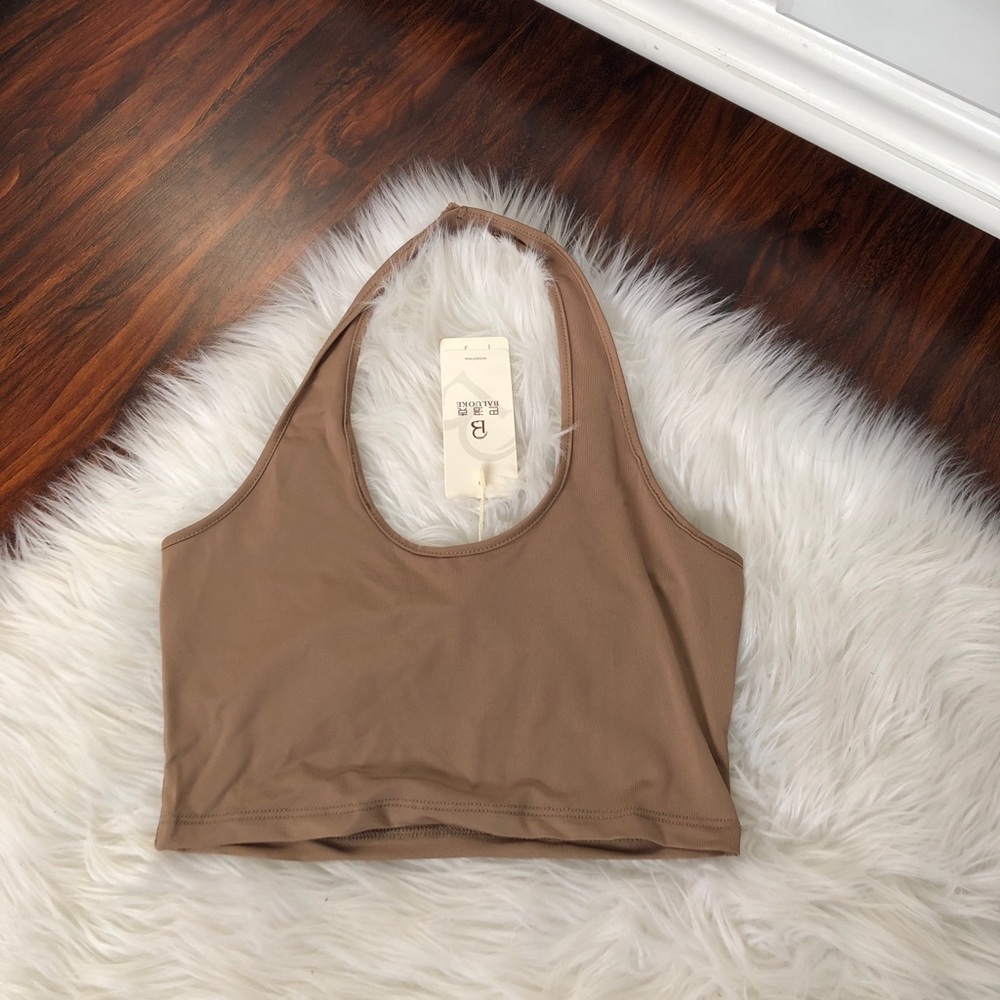 New tan crop top halter shirt
