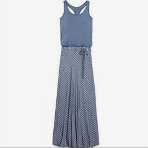Athleta Blouson Patio Maxi Dress Blue/Grey Striped Athleta Blouson Patio Maxi Dress Blue/Grey Striped