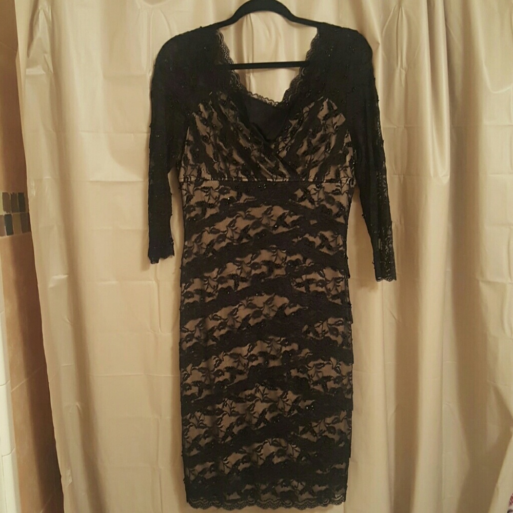 Nude & Black Beaded Dress