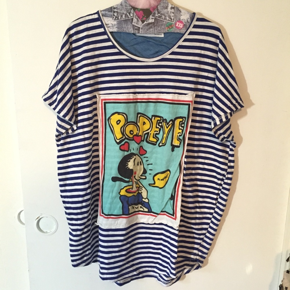 Blue strip oversize top