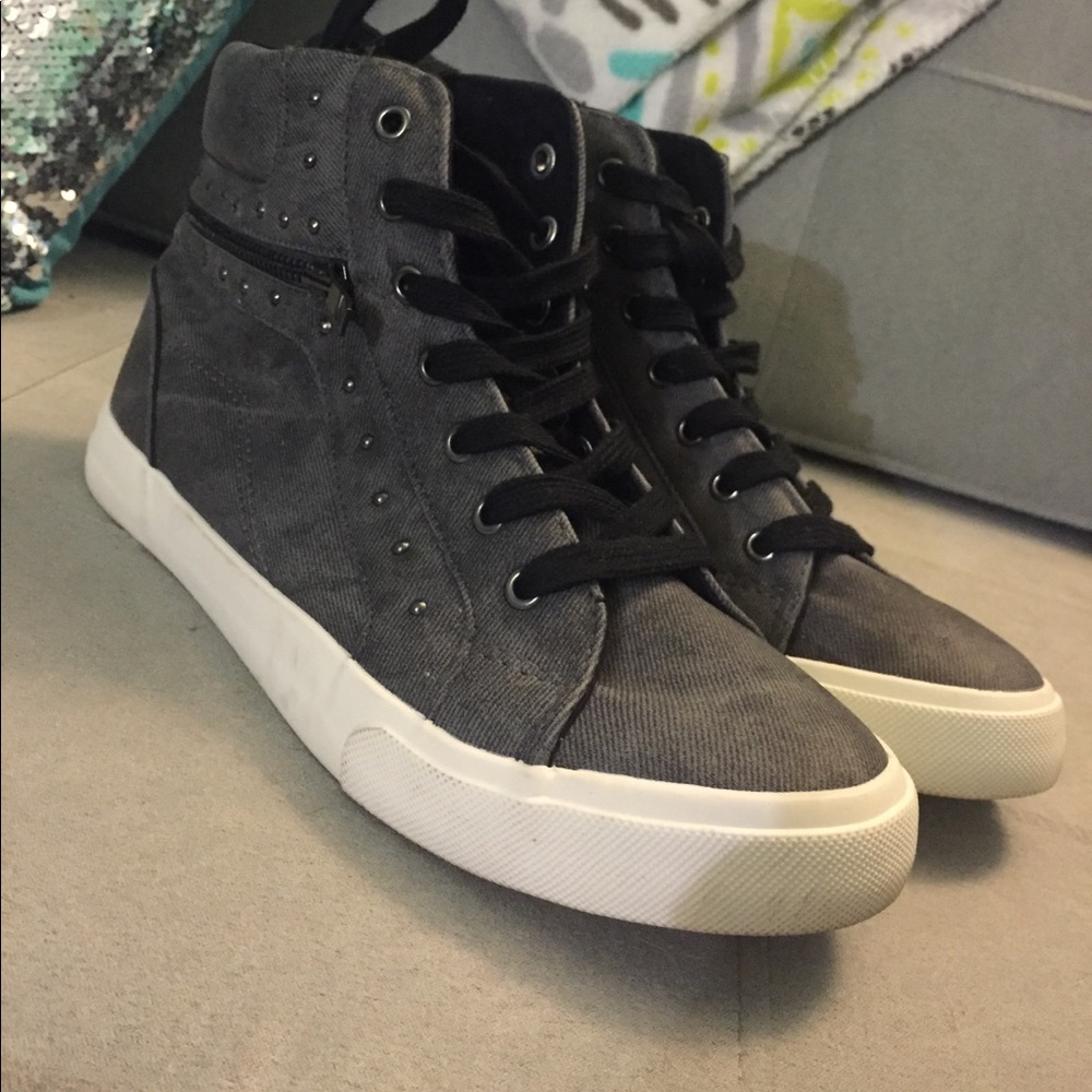 Grey high top sneakers