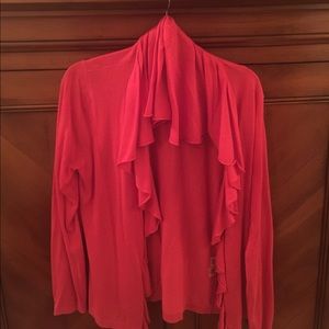 Cardigan Sweater by Elie Tahari in coral or pink.