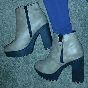 Lug Sole Chunky Heel Booties