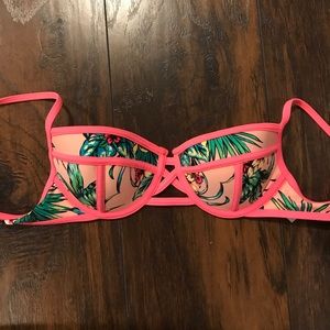 pink tropical bathing suit top