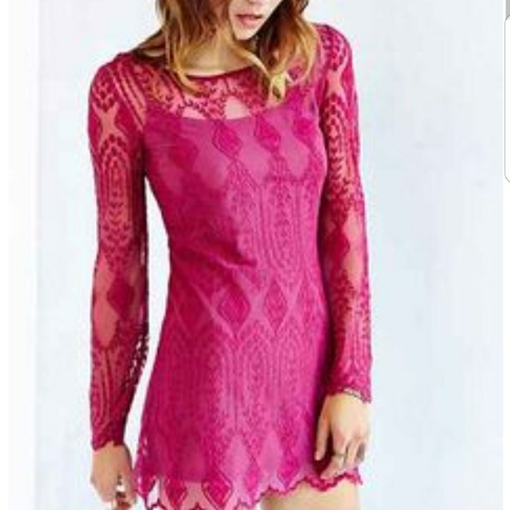 Raspberry Lace Urban Outfitters Mini Dress