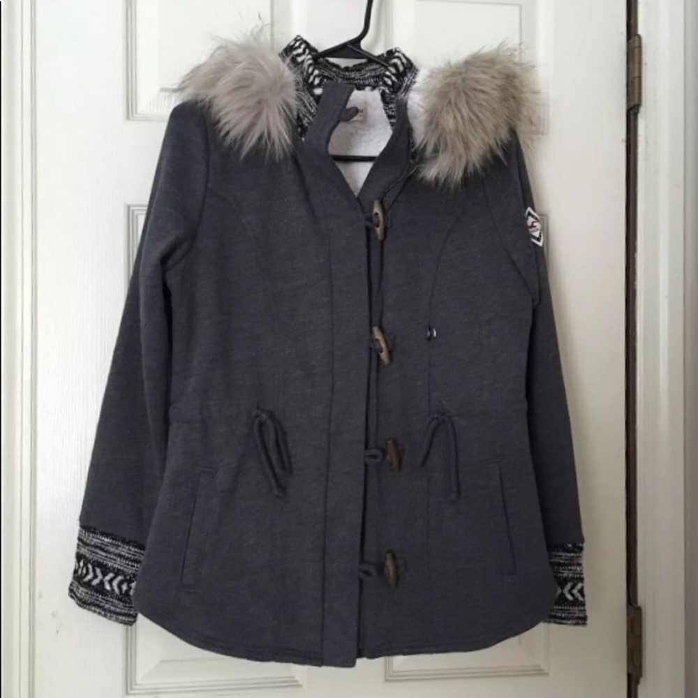 Hollister Girl Sherpa lined Hoodie Coat with fur