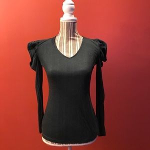 Lightweight long puff sleeve v neck
