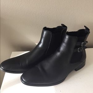 Men's alfani double buckle Chelsea black boots