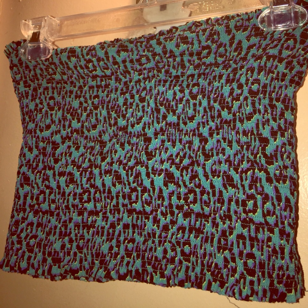 Forever 21 Blue Leopard Tube Top, Size L