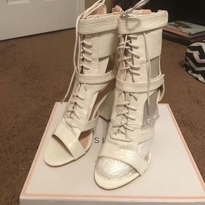 White faux croc heels new