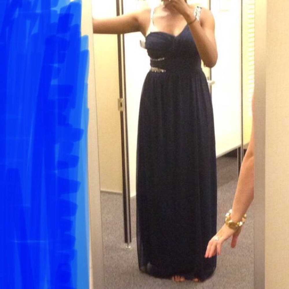 Jeweled one shoulder gown