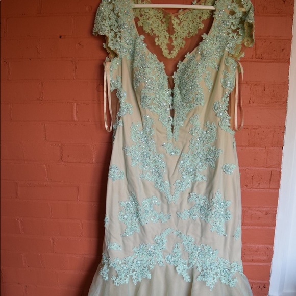 Mint mermaid Prom Dress - Picture 2 of 5