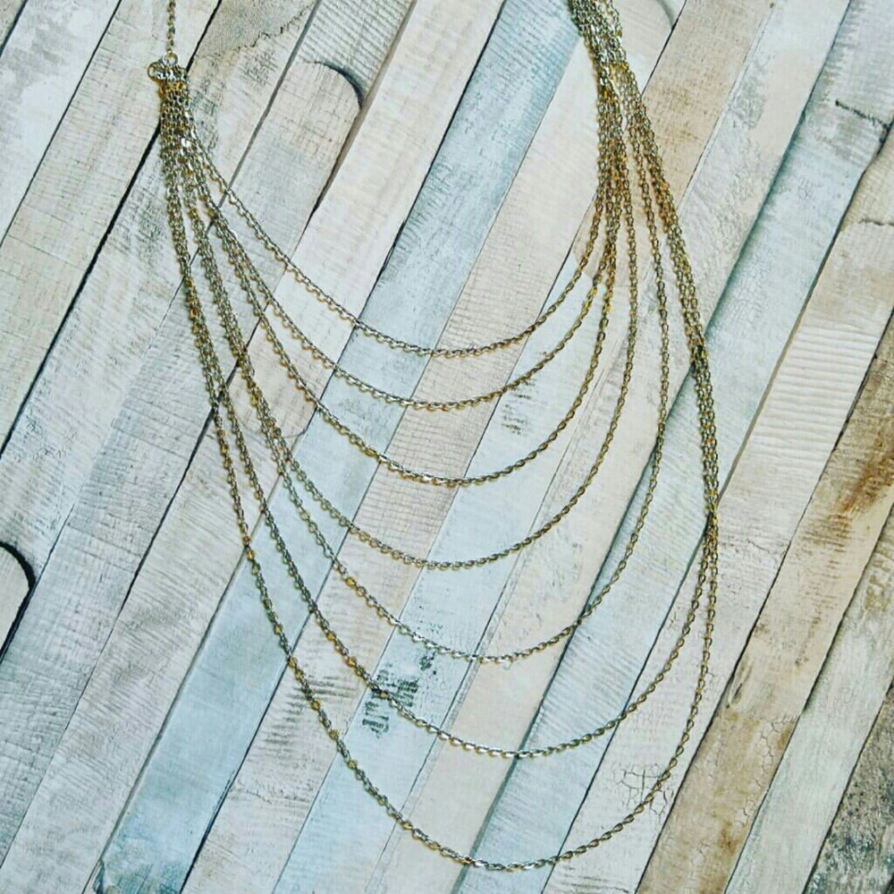 Multi-chain waterfall necklace in silver-tone