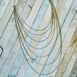 Multi-chain waterfall necklace in silver-tone