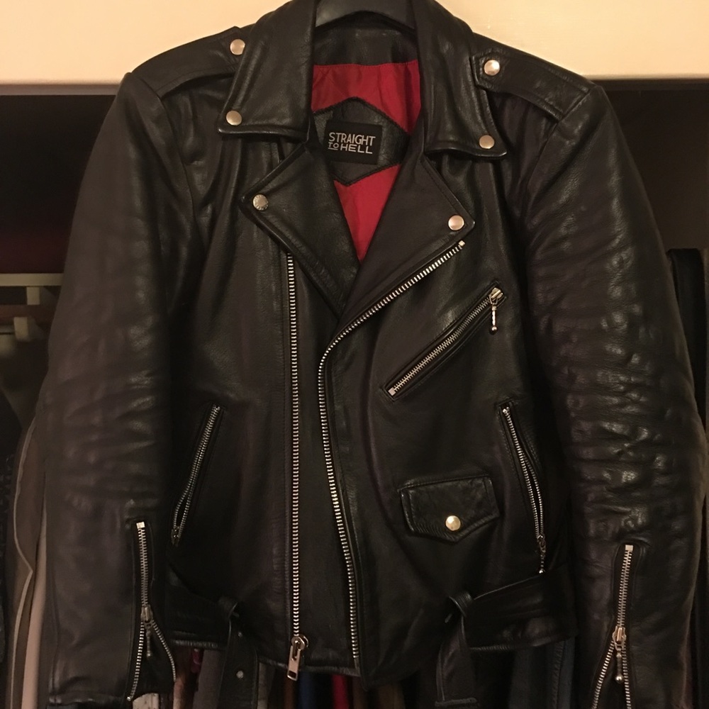 Men's real leather biker jacket