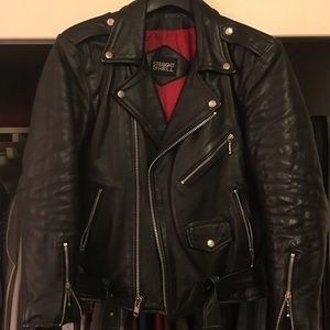 Men's real leather biker jacket