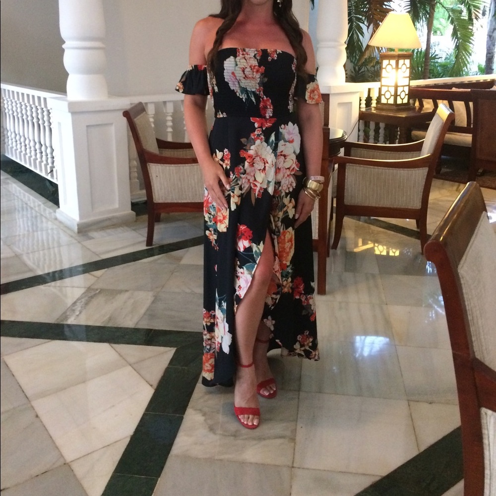 Off-the-shoulder floral dress by Band of Gypsies