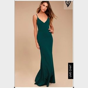 Lulu's Infinite Glory Forest Green Maxi Dress