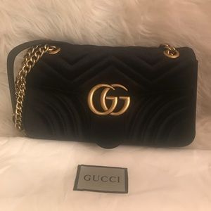 Black velvet flap bag GG 💲450
