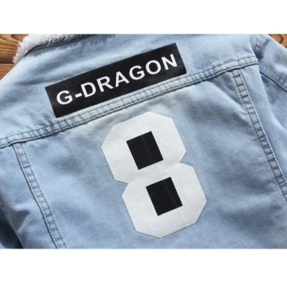 Mens Embroidered Denim Faux Fur Winter Jacket - Picture 4 of 4