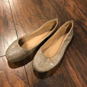 sparkly silver flats