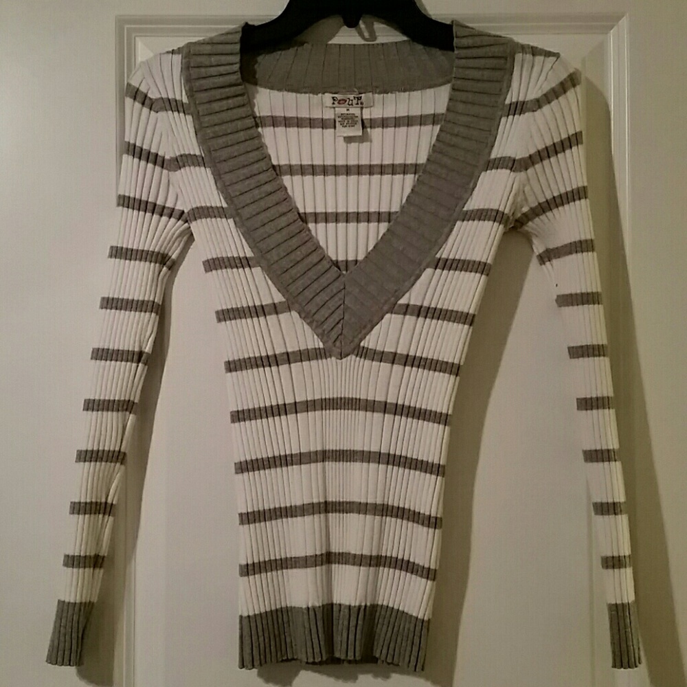 Striped V-neck Sweater