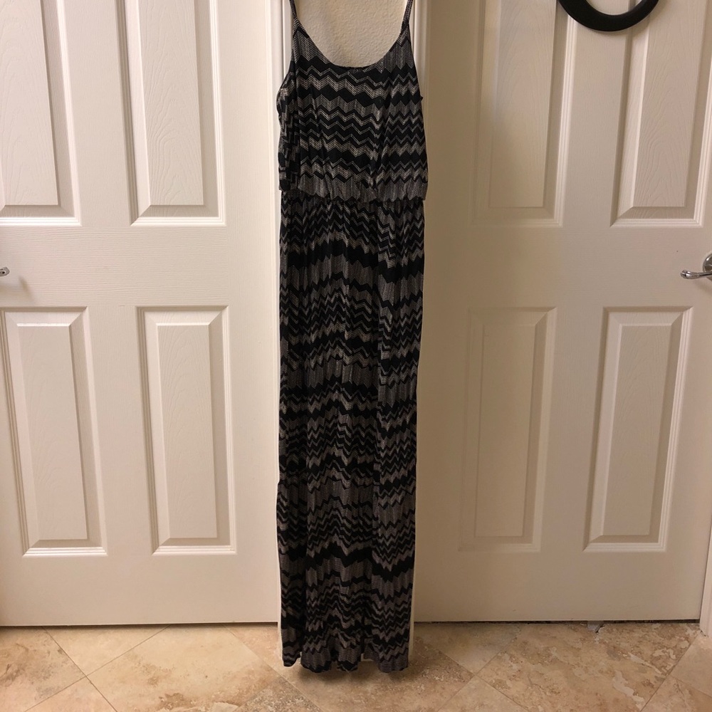 Spaghetti Strap Black and White Maxi Dress