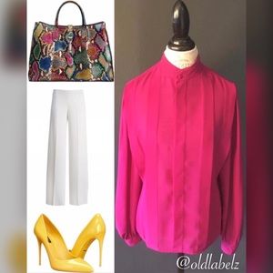 Vintage Sheer Blouse w/ pleated detail