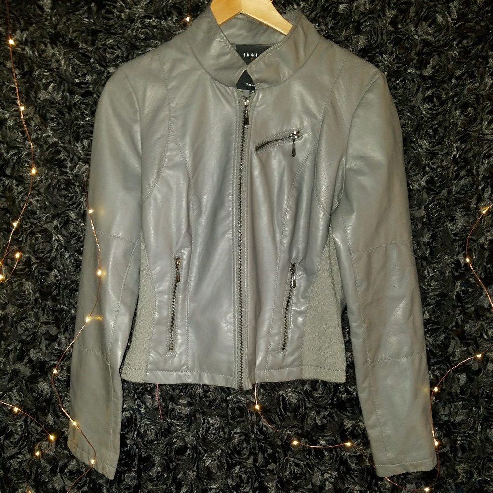 Faux leather jacket gray