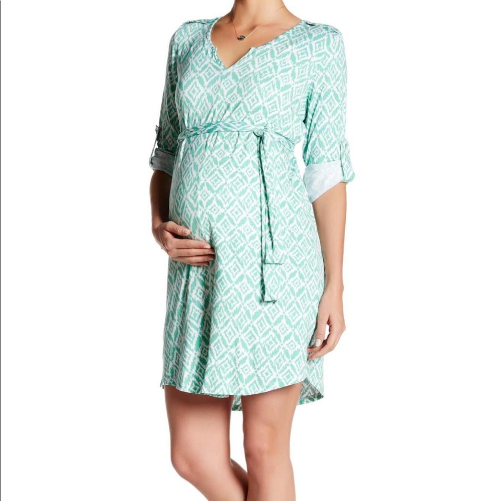 Hudson split neck maternity dress