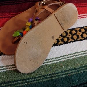 Sseko Designs Shoes - Sseko Designs Caramel T-Strap Tassel Sandals Sseko Designs Shoes - Sseko Designs Caramel T-Strap Tassel Sandals