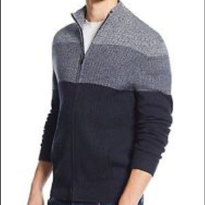 Mens Navy Color Block Ombre Cardigan