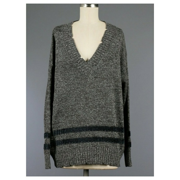 RESTOCKED. soft charcoal varsity sweater - Picture 2 of 2