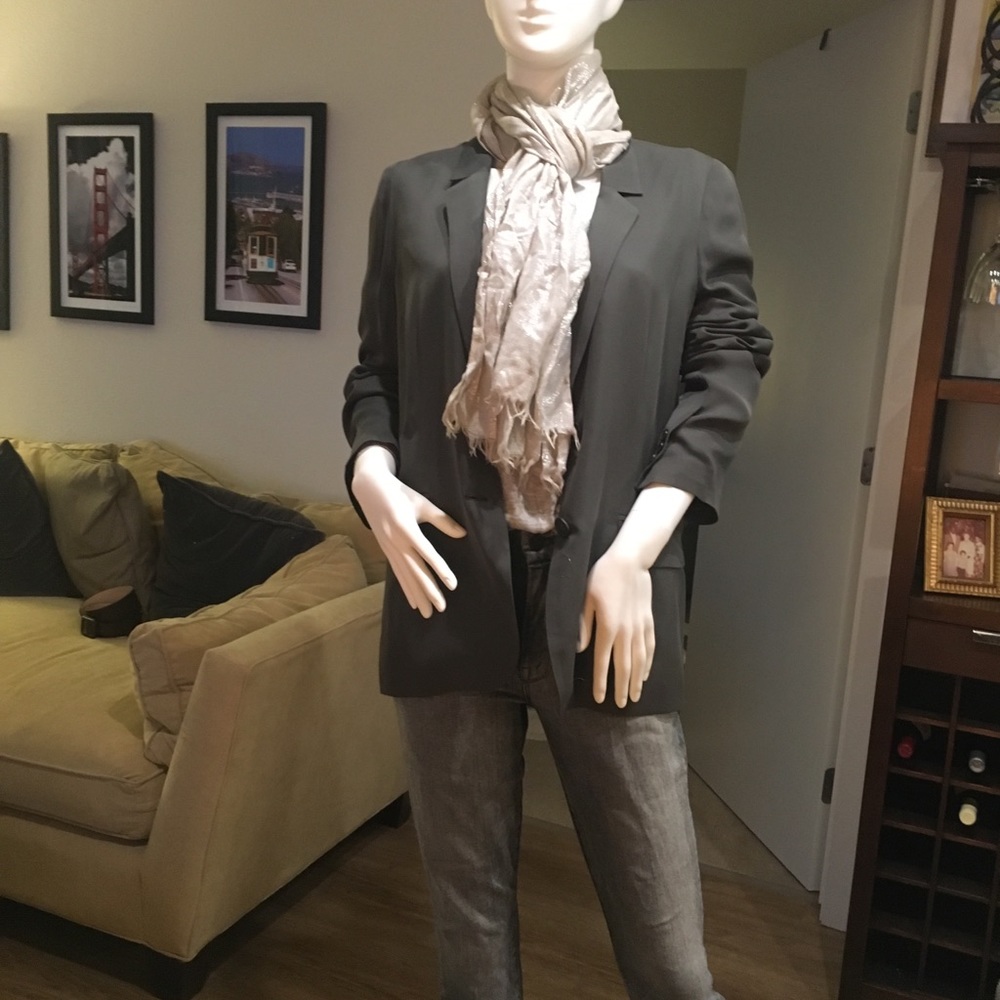 J. Crew gray silk blazer.