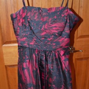 BCBG Red and Black Bubble Hem Cocktail Dress