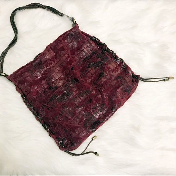 Unique red-purple pink python faux fur bag - Picture 2 of 7